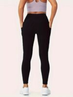 Plus Size Sports Leggings, Women'S Plus Solid Pipping High Rise High Stretch Skinny Leggings With Pockets Suitable Spring/Autumn - Image 10