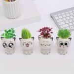 1Pc, Ceramic Flower Pot Mini Cat Cartoon Cute Potted Plant Desktop Potted Cat Potted Diy Desk Decoration Youngsters'S School Gift - Image 12