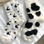 Women'S Cow Print Mid-Calf Socks - Soft Striped Ankle Socks With Black & White Cow Design, Casual & Stylish For Casual Attire, Cute Socks - Image 5