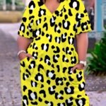 Plus Size 'Faith' Letter Print Short Sleeve Midi Dress With Pockets, Women'S Plus Slight Stretch Casual Dress