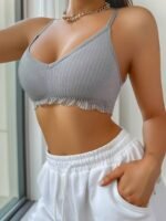 Women'S Sexy Wireless Bra - Soft Polyester-Spandex Blend, No Padding, Breathable & Comfortable, Solid Color, Hand Wash Only For Casual Attire - Image 5