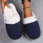 Solid Color Slippers, Casual Slip On Plush Lined Shoes, Comfortable Indoor Home Slippers - Image 5
