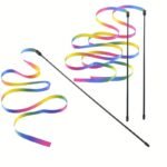 1Pc Interactive Cat Toy With Cute Ribbon Teaser Stick For Endless Fun And Playtime - Image 6