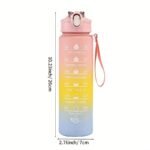 1Pc 300Ml/750Ml Gradient Color Leakproof Water Bottle, 10.14Oz/25.36Oz Portable Motivational Water Cup With Time Marker, Suitable For Outdoor Activities