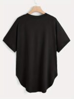 Plus Size Women'S V-Neck Short Sleeve T-Shirt - Casual Stretch Top, Solid Black, Spring Summer Fall Essential, Hand Wash Only, Semiformal Attire, Versatile Fashion, Nontransparent Fabric - Image 2