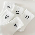 5-Pack Women'S Cute Expression Crewsocks - Funny Faces (Joyful, Dollar Signs, Surprise) - Everyday & Themed Outfits - Soft Everyday Casual Socks - Gift Idea For S & Women - Image 4
