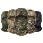 1Pc Unisex Camouflage Balaclava Hat - Full Face Mask & Neck Gaiter With Breathable Mesh-Like Texture, Multi-Color Camo Patterns (Green/Brown/Black) For Cycling, Skiing, Fishing, Motorcycling - Windproof & Sun Protection, Durable Textile Fabric, Versatile Outdoor Sports Mask & Headscarf