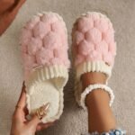 Cozy & Chic Women'S Winter Plush Slippers - Soft, Warm Indoor Comfort With Non-Slip Pvc Sole, Cream Cuff Detail, Hand Washable - Perfect For Home Relaxation - Image 13