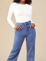 Solid Crew Neck Skinny Bodysuit, Casual Long Sleeve Bodysuit, Women'S Clothing - Image 6