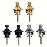 2Pcs Premium Alloy Guitar Strap Locks With Easy Quick Release Buttons - Golden & Black, Secure & Stylish For Acoustic, Electric Guitars & Basses - Ideal Gift For Musicians On Birthdays, Easter, President'S Day, Guitar Accessories Strap
