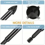 5Pcs High-Efficiency Universal Drilling Tool, Hexagonal Shank Cross Reaming Triangular Drill Bit, Glass Ceramic Woodworking Electric Tool, Hard Alloy Accessory, Cross Spear Head Drill Bit 3/4/5/6/8Mm - Image 8
