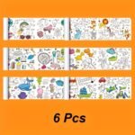 4Pcs/6Pcs Children'S Doodle Painting Roll Coloring Painting, Drawing Paper Long, Various Styles Can Be Selected Easter Gift Halloween Christmas Gift -Winter, New Year - Image 9
