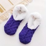 One Pair Women'S Warm Solid Color Floor Socks Non Slip Plush Knitted Coral Fleece Socks No Show Socks - Image 8