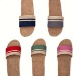 Women'S Linen Slip-On Slippers With Striped Design - Breathable All-Season Indoor House Shoes, Soft Fabric Upper & Eva Sole For Comfort, Casual Home Footwear, Slippers Indoor, Comfortable House Shoes, Woven Texture, Flexible Construction, Relaxation Wear - Image 6