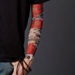 Unisex Sun Protection Tattoo Sleeves In Random Combinations, Featuring Old School Floral Designs, Tattoo Ice Sleeves For Outdoor Cycling, Sun Protection Sleeves For Driving, With Unique Patterns In Each Set. - Image 2