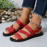Women'S Adjustable Crisscross Strap Flat Sandals - Open-Toe Summer Beach Shoes With Buckle Closure, Soft Faux Cover & Tpr Sole, Black Casual Roman Sandals For Casual Attire, Strappy Sandals - Image 12