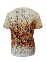 Colorful Print Crew Neck T-Shirt, Casual Short Sleeve Top For Spring & Summer, Women'S Clothing - Image 3