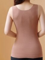 Seamless Thermal Underwear Top For Women - Ultra-Soft Crew Neck Sleeveless Slim Fit, Solid Color Versatile Layering Piece For Clothing & Casual Wear, Hand Wash Only, Warm Inner Clothing, Soft Fabric - Image 5
