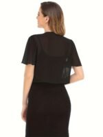 Open Front Crop Top, Elegant V-Neck Short Sleeve Chiffon Blouse, Women'S Clothing - Image 7