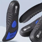 1 Pair Cosylee High-Elasticity Arch Support Insoles For Running Shoes - Durable Eva Material, Black With Blue Accents, Textured Comfort Design, Ideal For Sports & Casual Footwear, Shoe Accessories