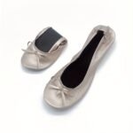 Women'S Portable Ballet Flats, Bowknot Rollable Soft Sole Wedding Flat Shoes, Comfy Dancing Flat Shoes With Purse Bag - Image 2