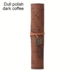 Creative Treasure Map Retro Pencil Case Leather Large Capacity Roll Pencil Bag Embossed Buckle Simple Stationery Box Roll Portable Pencil Drawing Bag Pen Holder - Image 16