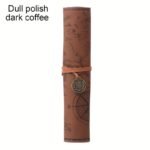 Creative Treasure Map Retro Pencil Case Leather Large Capacity Roll Pencil Bag Embossed Buckle Simple Stationery Box Roll Portable Pencil Drawing Bag Pen Holder - Image 15