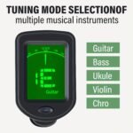 1Pc Accurate Clip-On Guitar Tuner With 360-Degree Rotatable Digital Display - Ideal For Acoustic Guitar, Ukulele, Bass, Violin, Banjo And Chromatic, Includes 10 Guitar Picks (Random Color) For Ultimate Convenience - Image 9