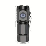 Mini Led Usb Rechargeable Flashlight, Frog Eye Lens, 3 Led Wicks, Five Lighting Modes, High Hardness Abs Material, Compact And Portable, Suitable For Nighttime Emergencies, Maintenance, Outdoor Adventures, Etc - Image 2