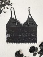 Floral Lace Push Up Cami Coeset, Contrast Mesh Hollow Out Crop Top Bra, Women'S Lingerie & Underwear - Image 6