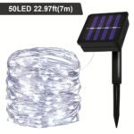 Solar Led String Light -, 8 Modes, White/Warm White/Multicolor Copper Wire Flicker Light - Suitable For Patio, Garden, Christmas, Wedding Decorations - Length 7.0 Meter To 32.0 Meter, Party String | Flicker Light Effect - Image 3
