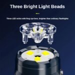 Mini Led Usb Rechargeable Flashlight, Frog Eye Lens, 3 Led Wicks, Five Lighting Modes, High Hardness Abs Material, Compact And Portable, Suitable For Nighttime Emergencies, Maintenance, Outdoor Adventures, Etc - Image 8