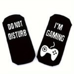 A Pair Of Cotton Mid Length Socks. I'M Playing A Game, Please Don'T Disturb The Novelty Game. Socks With Letters On The Soles And Glue On The Feet Are Non Slip Socks, Theme Socks, A Pair Of Christmas Face Socks, Compression Socks, Comfy Bed Socks, Character Socks - Image 8