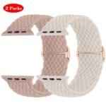 2-Pack Braided Nylon Watch Bands For Apple Watch - Adjustable Hook-And-Loop Closure, Durable & Comfortable Straps In Beige & White, Perfect For Casual Attire, Casual Wear Bands|Adjustable Strap|Durable Watch Band, For Apple Watch Accessories