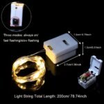 12Pcs Led Copper Wire Fairy String Lights - 2-Meter Long Battery-Powered Mini Firefly Lights With Warm Yellow Glow, Perfect For Bedroom, Home, Garden, Weddings, Christmas & Party Decor, Indoor/Outdoor Use, Fairy Lights For Bedroom, Festive Lighting, Rustic Charm Decor, Button Control Operation - Image 2