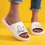 Women'S Flat Cartoon House Slippers, Solid Color Quick Drying Non-Slip Slides, Open Toe Bathroom Shoes - Image 10