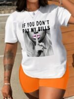 Shut Up Print T-Shirt, Short Sleeve Crew Neck Casual Top For Summer & Spring, Women'S Clothing - Image 5