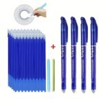 36Pcs Set Of Erasable Gel Pens 0.5Mm Blue With Replaceable Cores, Magic Erasable Gel Pens With Full Needle Tube Tips, Hot Erasable Office Student Stationery