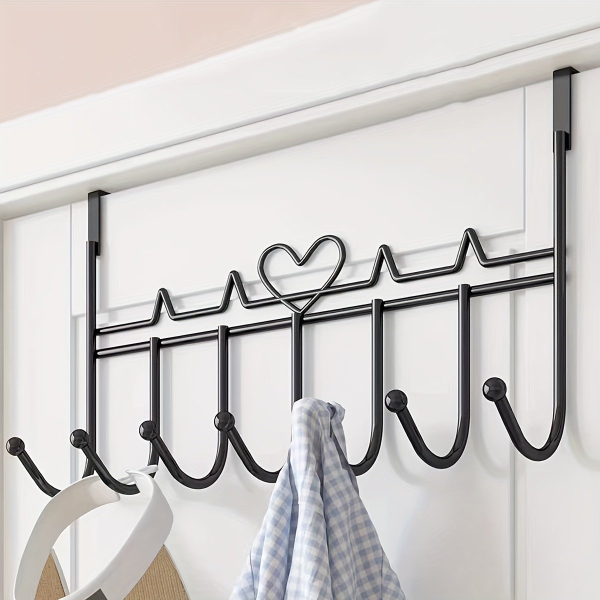 product-Fancyalgo-VirtualModelMatting-582ceafeada360fd374259dcd52aabe6.jpg Contemporary Wall Mounted Hook Rack, Painted Finish, Multi-Purpose Organizer For Home And Office Use - Image 1