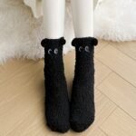 1 Pair Women'S Cute Bear Fuzzy Coral Fleece Warm Socks, Solid Color Knit Fabric, Polyester 97% Spandex 3%, Machine Washable - Autumn/Winter Collection - Image 17