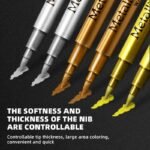 3Pcs/Set Brush Metal Marker Pen, Golden, Silvery, Copper, Permanent Art Paint Marker, Craft Scraping, Fabric, Professional Art Supplies - Image 4