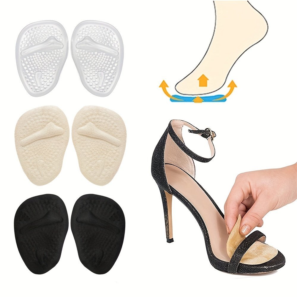 product-Fancyalgo-VirtualModelMatting-5af9e7e057f78d44e1d1d5d9ba38abd1.jpg 1Pair Silicone Forefoot Pads, Non-Slip Foot Pads For High Heels, Half Size Pads - Image 1