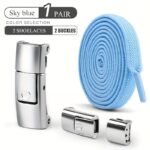 1 Pair Free-Tie Shoelaces Set, 2Pcs Elastic Shoelaces & 2Pcs Shoelaces Buckles For Sneakers Canvas Shoes - Image 24