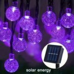 Eight Functions Of Solar Energy Purple Bubble Ball Light String Ball Diameter 1.7Cm/0.67Inch, Halloween Decorative Lights, Festival Atmosphere Lamp, 1 String, 5 Meters And 20 Lights Or 6.5 Meters And 30 Lights