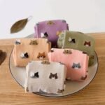 5 Pairs Women'S Socks - Cute Cat Face Design, Pastel Candy Colors, Soft Short Socks For Autumn/Winter, Elegant Japanese-Style Animal Pattern, Hand Wash/Dry Clean, Cute Socks, Cozy Home Wear, Winter Warm Socks, Playful Sock Designs, Comfortable Sock Material - Image 2