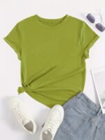 Solid Basic T-Shirt, Casual Crew Neck Short Sleeve Versatile T-Shirt, Women'S Clothing - Image 3