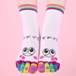 Music Festival Cartoon Print Toe Socks, Colorful Five Finger Sports Socks For Running Athletic, Women'S Stockings & Hosiery - Image 4