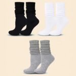 3 Pairs Of Women'S Mid-Calf Socks In Black, White And Gray Solid Colors, Spring And Autumn Fashionable And Versatile Simple Heel Socks - Image 3