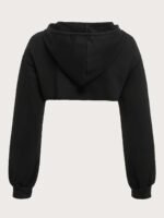 Super Short Hooded Sweatshirt With Drawstring Details - Image 2