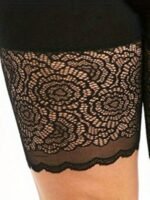 Plus Size - Women'S Plus Size High-Waisted Stretchy Lace Trim Shorts - Black Summer Casual Shorts With Floral Lace Detail, Comfort Fit For & Casual Attire, Shorts, Highwaisted Shorts, Highelasticity Fabric - Image 4
